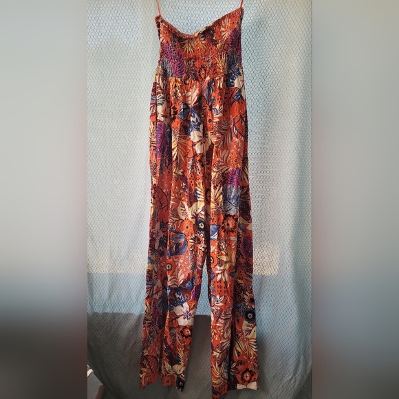 BOG Collective Strapless Floral Jumpsuit Romper, Cute Comfy Tropical Flowy Sz S - Picture 3 of 5